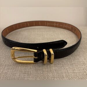 Genuine Snakeskin Belt Women’s Small Black Unbranded Goldtone Buckle